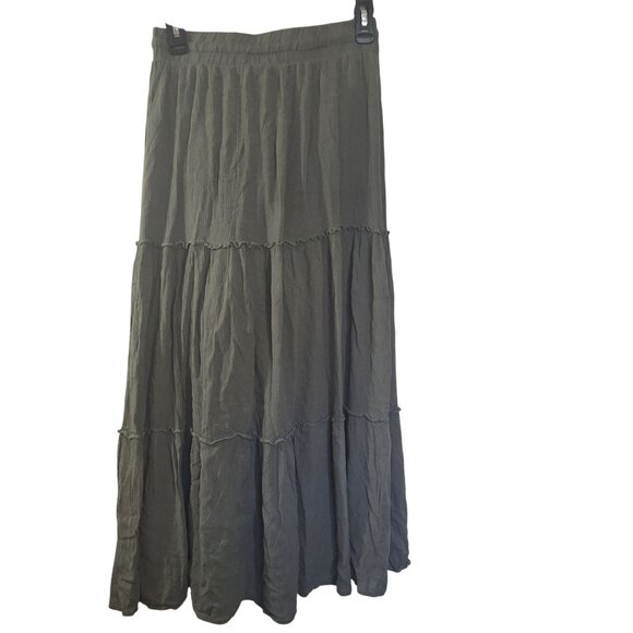 Passports Maxi drawstring green skirt cottage core modest size Medium - Picture 2 of 5